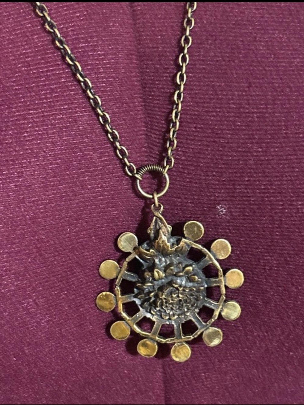 Vintage Pentti Sarpaneva Pendant Necklace Bronze Brutalist Modernist